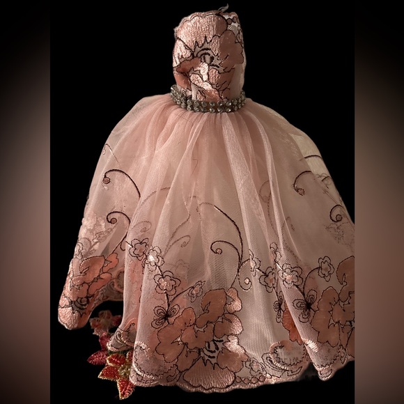 Elegant Pink Floral Doll Dress - Picture 3 of 7